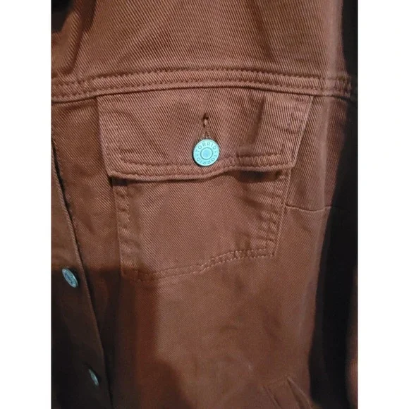 Torrid Jacket 3 3X Brick Red Rust Cotton Twill Button Front Trucker Plus Size - Picture 4 of 10